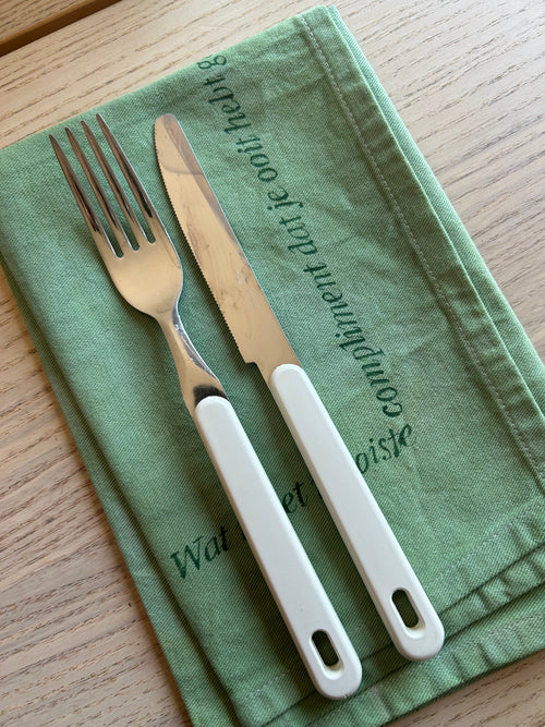 Groene servet met handgeschreven vraag